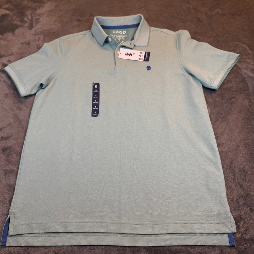 IZOD Advantage Performance Polo Shirt Mens Small Beryl Green Stretch UPF-50 NEW